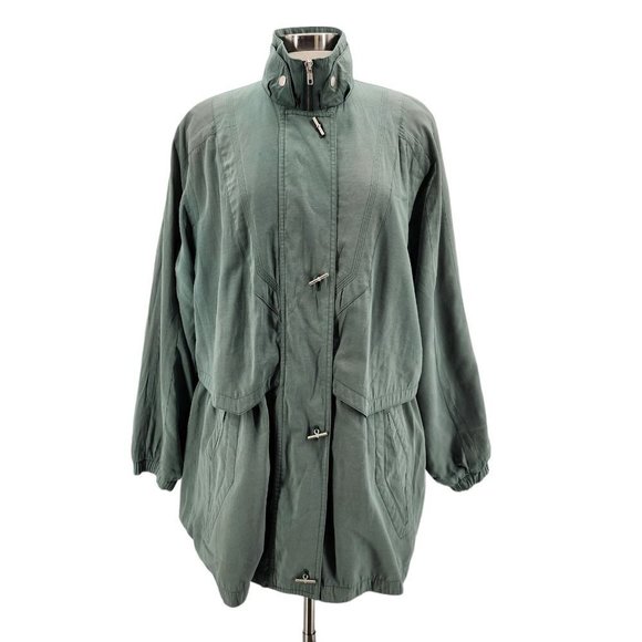 Vintage Neiman Marcus Relaxed Fit Green Zipper Jacket Womens Medium - Picture 1 of 12